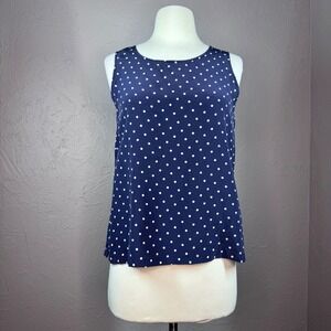 Vintage 90's Breeches medium navy blue and cream polka dot sleeveless to coastal